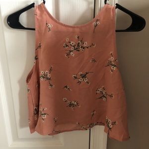 Pink floral sleeveless top